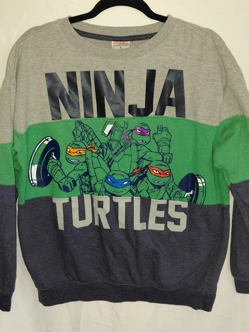 Teenage Mutant Ninja Turtles Colorblock Crewneck Sweater - Gray/Green/Navy #2210